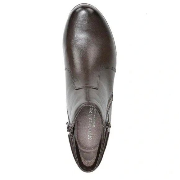 Naturalizer Haley Leather Oxford Zippered Ankle Boot 9.5 Dark Brown 2" Heels - Picture 6 of 11